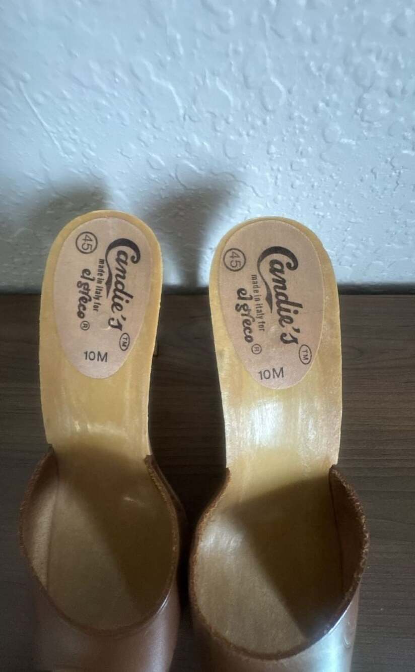 Candie's VTG Made In Italy El Greco Stiletto Heel Sandals Tan Leather Size 10M